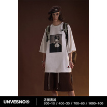 Unvesno (UN) David Bowie portrait short-sleeved female summer retro loose brand printed T-shirt original