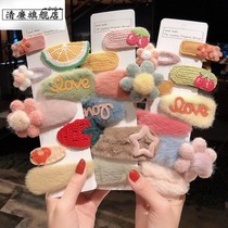 Children Korean head accessories Plush Bb Clip Card Hairpin Cute Little Clip Girl Hair Clip Female Princess Hair Accessories