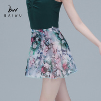 Baiwu Dance Garden New Ballet Dance Body Dress Outside Dress Vintage Print Mesh Dress A Dress Female Adult