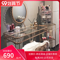 Nordic glass dressing table bedroom modern simple makeup table Net red ins Wind light luxury makeup table small apartment