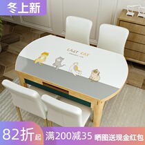 Simple modern oval dining tablecloth living room household Japanese table mat waterproof and oil-proof disposable anti-hot tablecloth thick