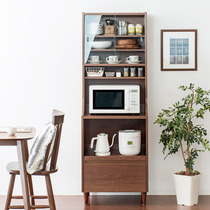 Nordic solid wood sideboard 60 wide black walnut color locker kitchen microwave cabinet high cabinet wine cabinet oven cabinet