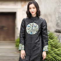 Autumn water ballad Original (Cheng Lingsu) female winter new heavy satin jacquard silk fragrant cloud yarn embroidered down cotton