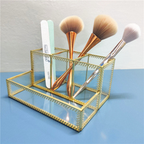  Glass transparent desktop beauty tool brush tube Makeup brush eyebrow pencil display stand Student office storage pen holder