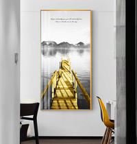 Looking at the black and white crystal porcelain decorative painting lakeside ferry frame painting modern simple fashion entrance entrance porch aisle mural