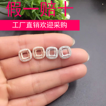 New product Square s925 silver stud earrings empty support diy accessories not inlaid pillow Crystal bare stone 6x6mm