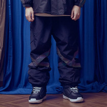 2021BSRABBIT Korean ski pants men and women single double board waterproof finish leg loose sports pants X reflective strips