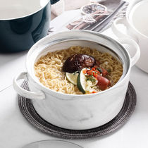 Nordic simple ceramic rice bowl bubble instant noodle cup bowl with cover handle student Bowl soup bowl can be microwave oven