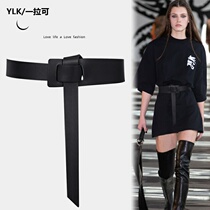 First layer cowhide decoration suit wide belt Womens matching dress sweater waist fashion Joker waist closure