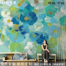 Hand Painted Flowers Small Fresh Flowers Oil Painting Living-room TV Background Wall Paper Seamless Sofa Bedroom Wallpaper Wall Canvas