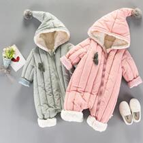 New baby clothes winter hug out thick jumpsuit four months female baby cotton suit 0-1-1-2-3 years old