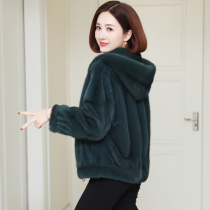 Zqqz imported whole mink fur coat short hooded 2021 winter new fashion mink fur coat D196
