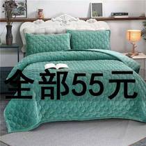 Crystal velvet blanket sheets AB version solid color warm flannel bed cover thick blanket double bed Winter non-slip blanket