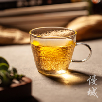 Slow City Hammer Tattoo Glass Tea Cup Small Tea Cup Single Cup Kung Fu Tea Cup Small Cup Master Cup Thickened Heat Resistant Tea Cup