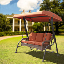 Outdoor swing Rocking chair Courtyard balcony Adult double three-person woven rattan swing bed Outdoor rattan leisure hanging chair hammock