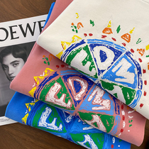 Self-contained beauty fried designer unique sun flower ring printing combed cotton loose soft cotton T-shirt