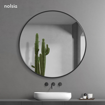 Nordic black aluminum frame round vanity mirror wall toilet wash mirror toilet with frame bathroom mirror custom