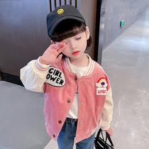 Girls coat spring and autumn style 2022 new trendy net red baby girl top childrens clothing autumn round neck baseball uniform