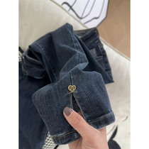 Mi Caixuan design sense niche pear-shaped figure wearing jeans womens 2022 autumn and winter new thickened pants