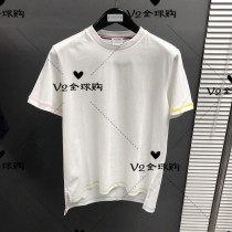Japan thom browne 20 summer TB round neck short-sleeved color striped color-blocked top T-shirt men and women with the same style