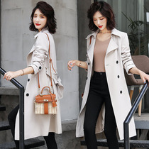 Trench coat womens long style English temperament goddess 2021 new spring and autumn wear thin slim slim hanging coat