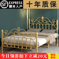 Iron bed iron bed simple rental room 1 5 meters Net red iron frame modern double princess bed European style 1 8m light luxury