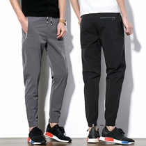 Official website Summer Male 90% Pants Ice Wire Ultra Slim Fit Student Sports Pants Tide slim fit Little foot speed dry man