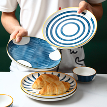  Japanese-style ceramic net celebrity household breakfast dish plate Western steak plate creative flat plate soup plate 8-inch depth plate