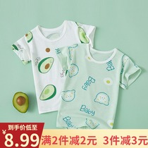 Baby short sleeve T-shirt summer cotton 1-2-3-4-5 year old coat base shirt male and female baby baby child half sleeve thin