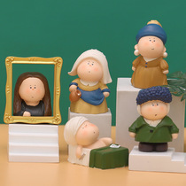 Big fat artist creative ornaments art gallery home living room decorations wearing pearl earrings girl hand blind box