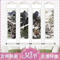 Spring Summer Autumn Winter Four Screens Mountain Water Country Painting Scroll Office Decoration Painting Box Hanging Painting Landscape Four Screen Country Paintings