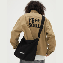 WASSUP2019 new street trend canvas crossbody shoulder bag draw buckle casual satchel big satchel