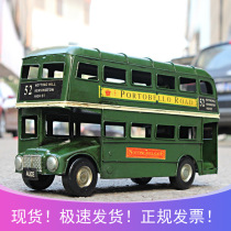 Retro nostalgic British double-decker bus tin car model bar coffee shop boy childrens room decoration