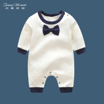 Newborn clothes spring thin cotton newborn baby jumpsuit mens treasure ha clothes cute super cute long sleeve climbing clothes