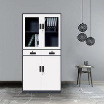Middle two bucket filing cabinet thickened steel gray white color black and white tin cabinet with drawer filing cabinet