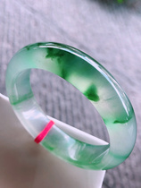 Natural Burmese Jade Bracelet A Goods Ice Floating Flower Jade Round Bar Sunny Underwater Yang Green Positive Ring Jade Bracelet Female Models