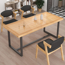 Nordic solid wood island table Household industrial style Household dining table Wrought iron rectangular restaurant table and chair combination dining table