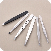 High quality stainless steel eyebrow hair girl flat head oblique mouth tweezers makeup beauty tools eyelash clip eyebrow pliers