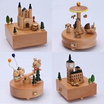 Solid wooden music box Merry-go-round Birthday gift Childrens Day Music Box Cute Sky City Ferris Wheel girl