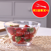 ins style creative European-style thickened round large transparent bowl Glass bowl Fruit and vegetable French salad bowl