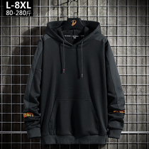 Sweater mens spring and autumn round neck loose hooded pullover autumn and autumn trend all-match long-sleeved t-shirt black autumn jacket