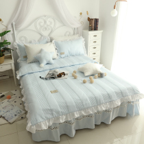 ins girl heart summer cool quilts with four sets full cotton bed linen quilt cover pure cotton net red with 1 8m bed princess wind