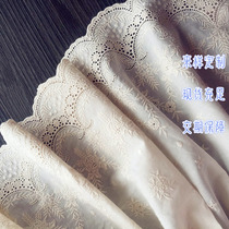 Hot sale 1125618Adiy handmade accessories lace edge rice apricot cotton embroidery flower fabric curtain width 43cm