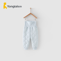 Tongtai autumn and winter pants May-2 years old infant and child cotton crotch closed high waist pants padded belly pants