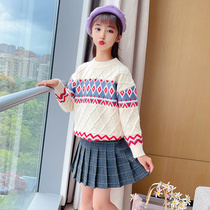 Girls sweater 2021 autumn and winter clothes New Foreign style childrens thickened knitwear childrens clothes
