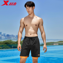  XTEP swimming trunks mens anti-embarrassment mens five-point swimming trunks mens swimsuit set Professional training swimsuit equipment summer