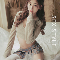 Sexy underwear Large size back transparent sexy sweater short skirt small chest pajamas Uniform Passion suit Night dress Bed