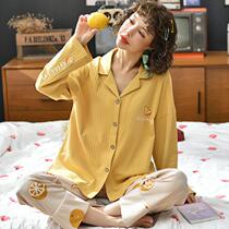 Sleepwear Lady Spring Autumn Season Long Sleeves Pure Cotton Autumn Winter Sky Full Cotton Home 2020 New ladies can wear suits outside