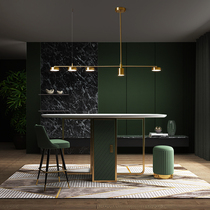 Minimalist long strip all copper chandelier bar Office led luxury creative post-modern dining table dining room Nordic lamps