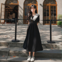 Hepburn style dress summer 2021 New French first love navy style retro temperament little black dress long dress children